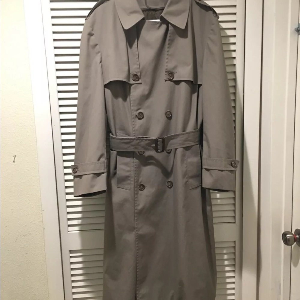Men London Fog Trench Coat Size 42 Regular Beige